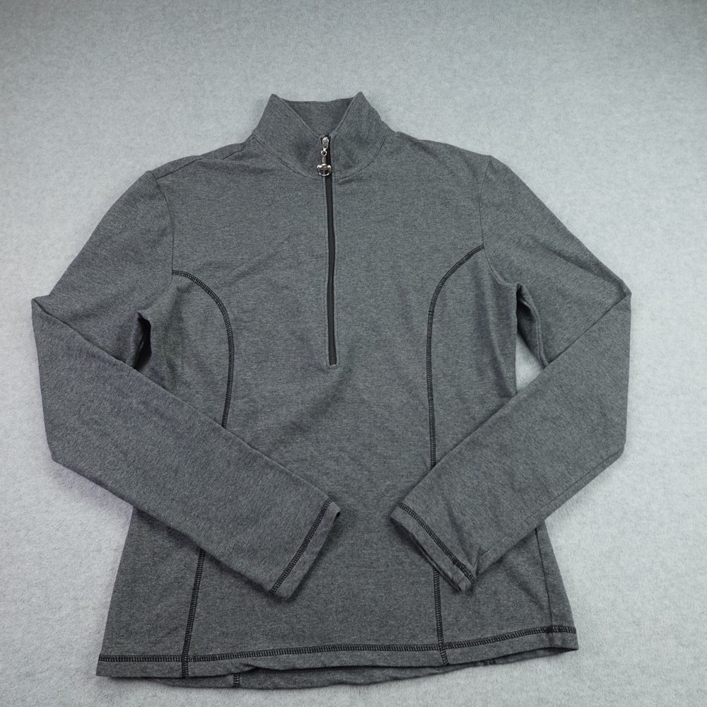 Goode Rider Pullover Womens Medium Gray Quarter Zip Equestrian Athletic Top